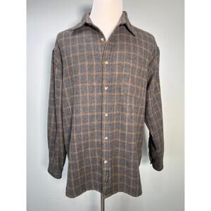 Vintage U.S. Expedition Flannel Shirt Mens Large Gray Plaid Wool Blend Cabincore